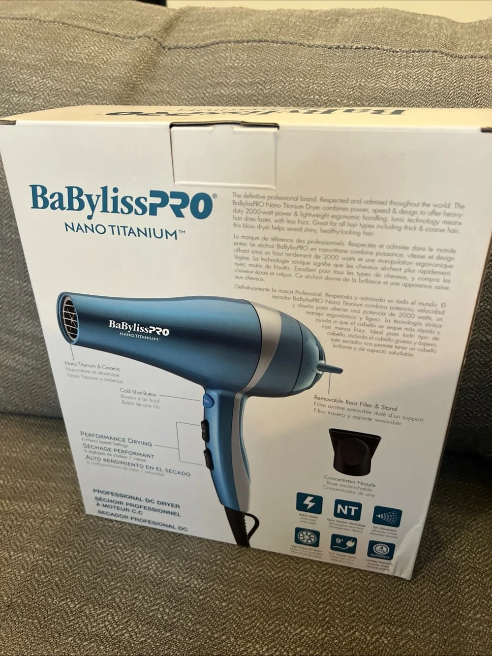 BaBylissPRO Nano Titanium Hair Dryer - Blue